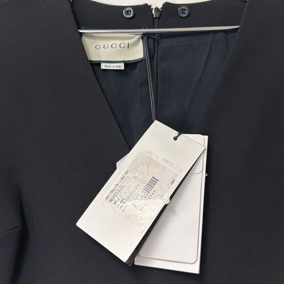 Gucci Compact Jersey Deep-V High Slit Long Sleeve Dress - Picture 9 of 13